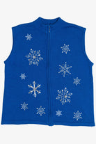 Vintage Sequin Embroidered Snowflakes Ugly Christmas Vest (1990s)