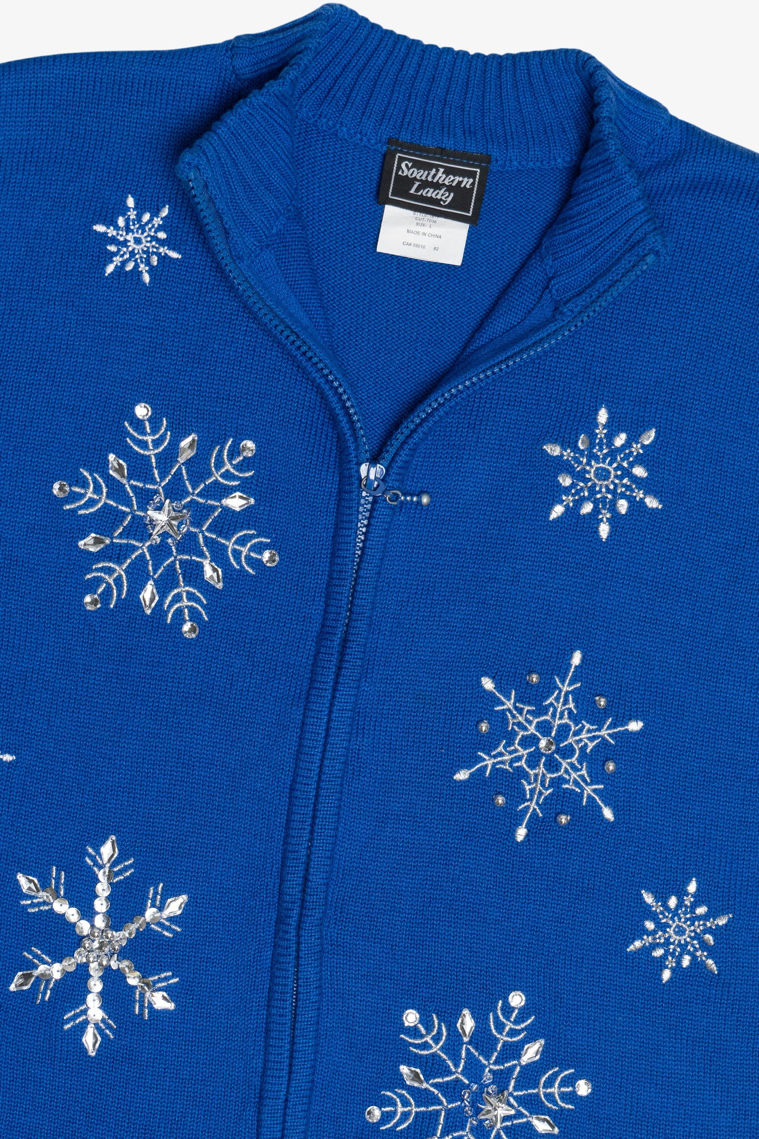 Vintage Sequin Embroidered Snowflakes Ugly Christmas Vest (1990s)