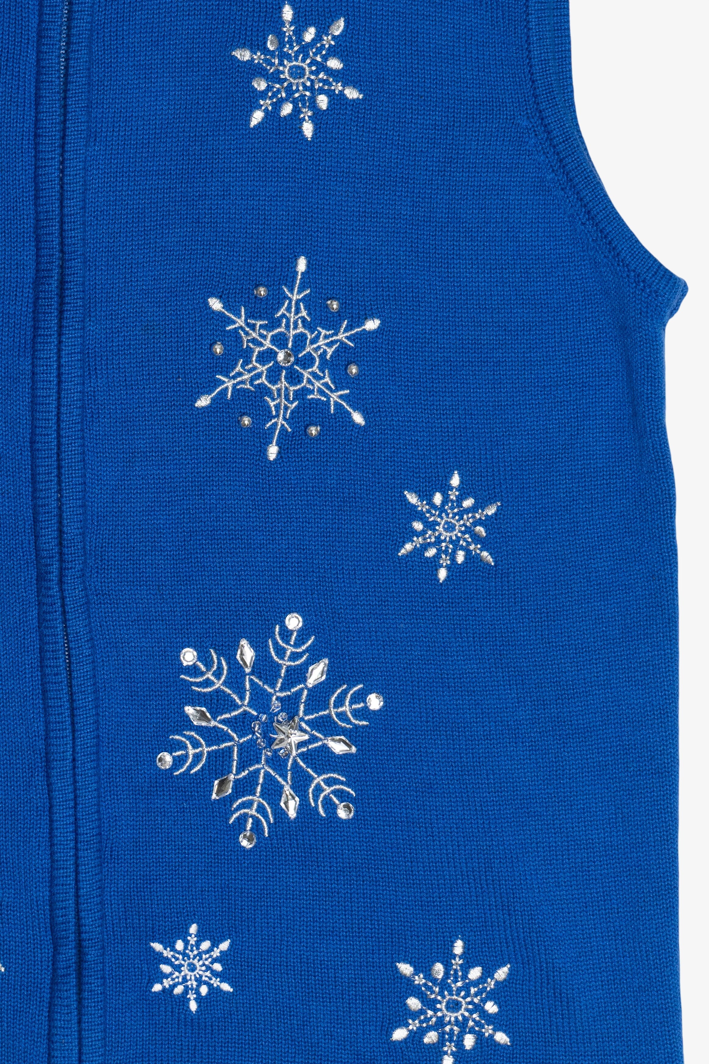 Vintage Sequin Embroidered Snowflakes Ugly Christmas Vest (1990s)