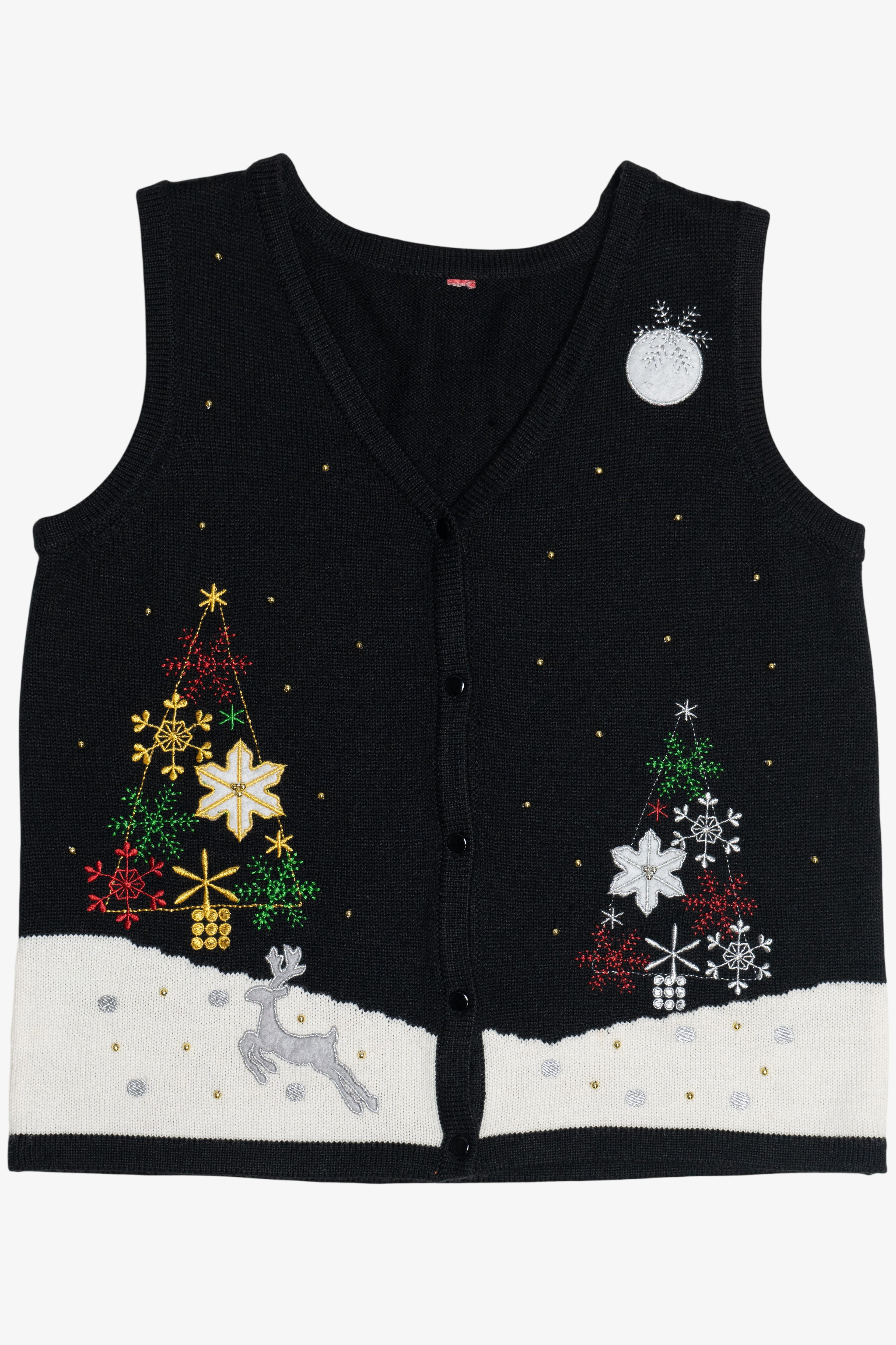 Vintage Reindeer In The Snow Ugly Christmas Vest (2000s)