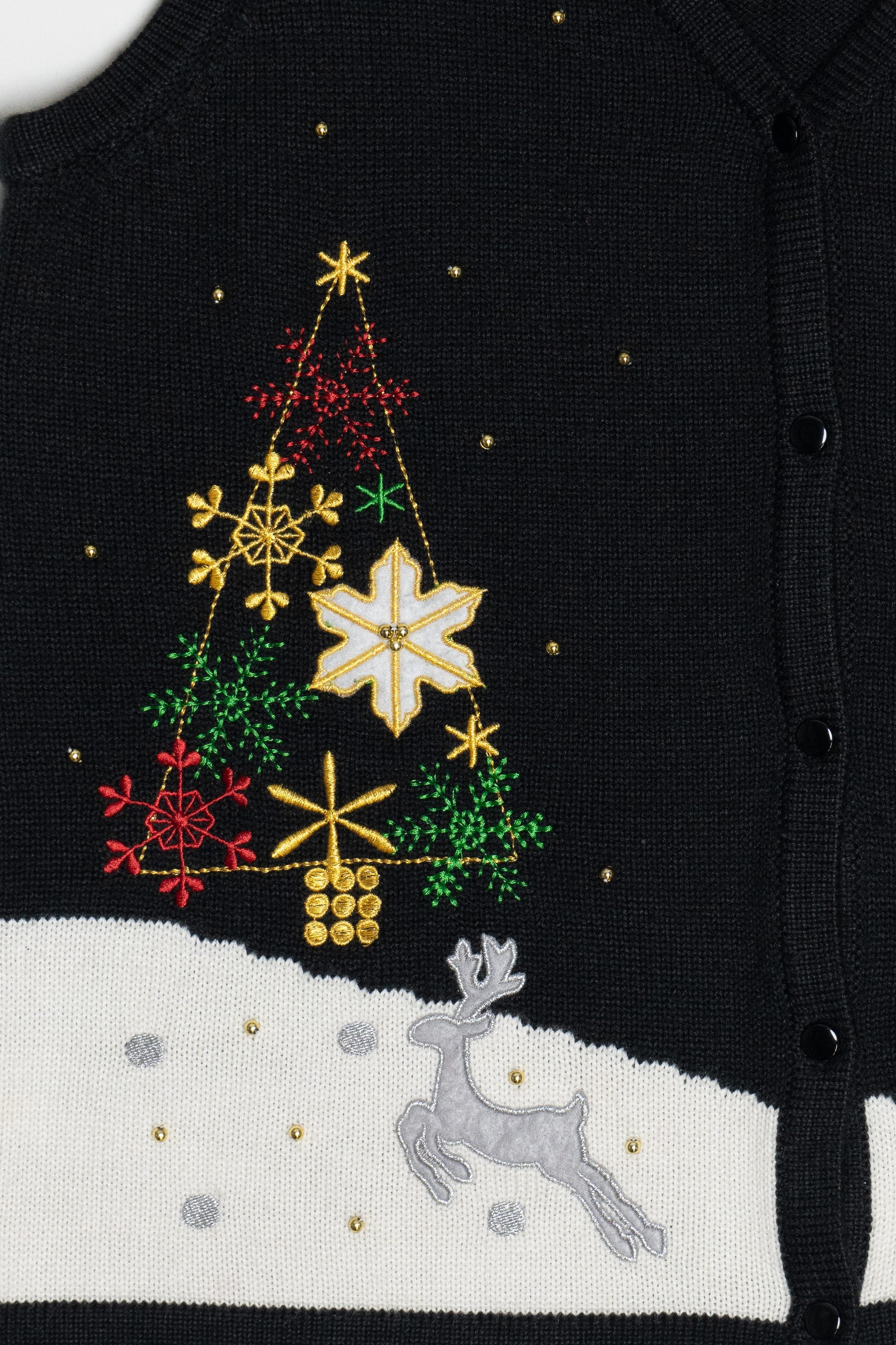 Vintage Reindeer In The Snow Ugly Christmas Vest (2000s)