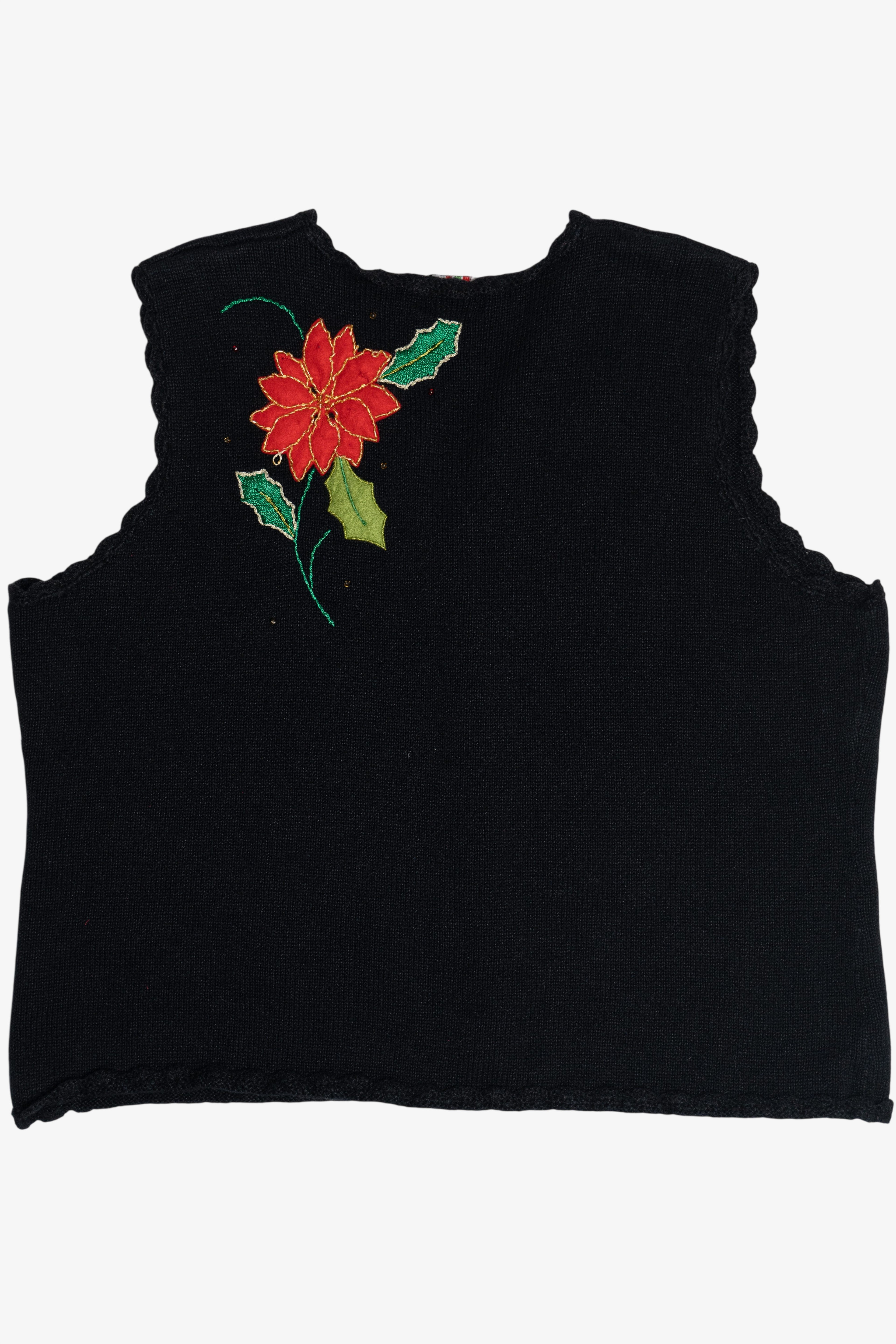 Vintage Designers Originals Studio Poinsettias Ugly Christmas Vest (1990s)