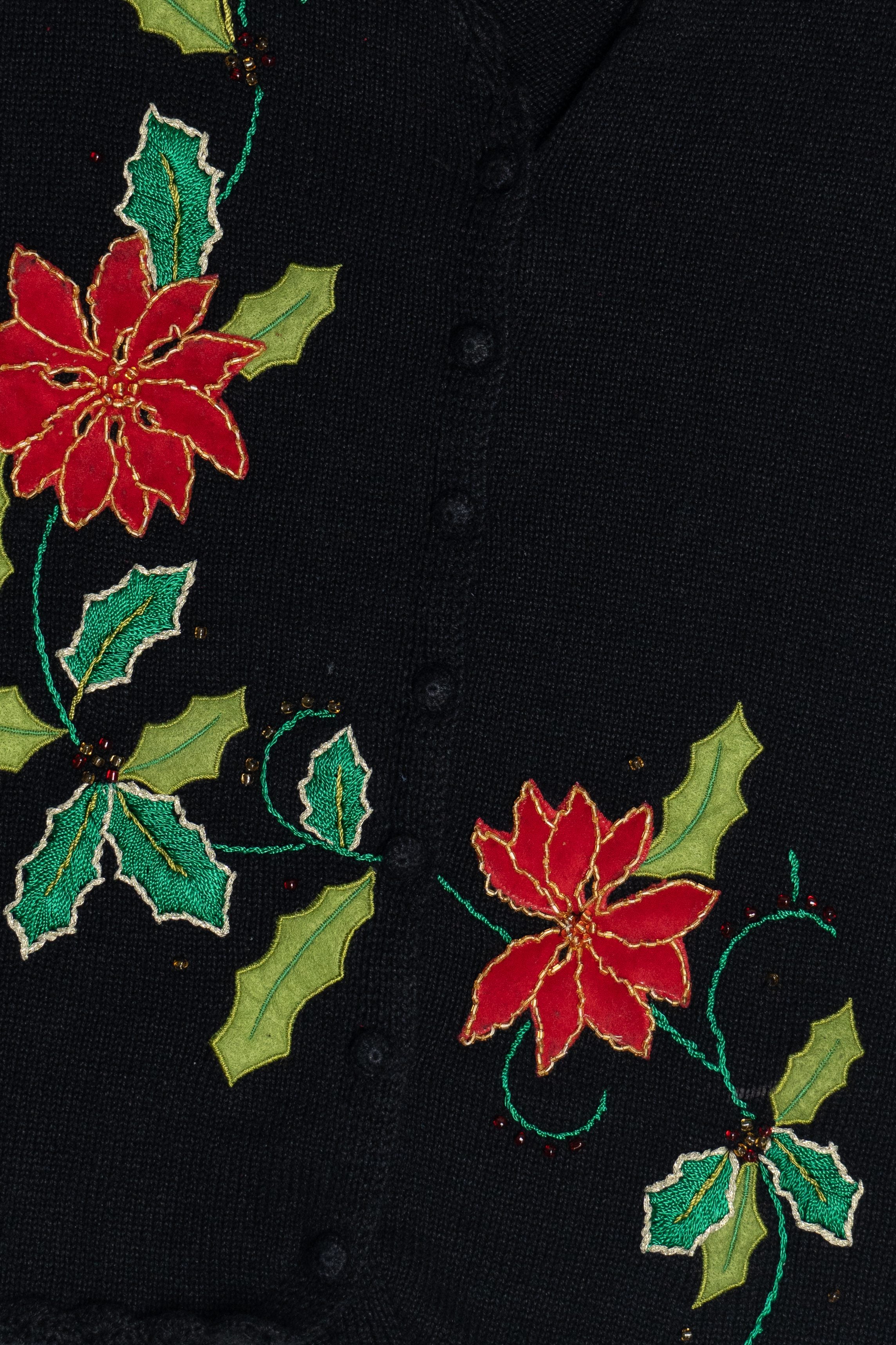Vintage Designers Originals Studio Poinsettias Ugly Christmas Vest (1990s)