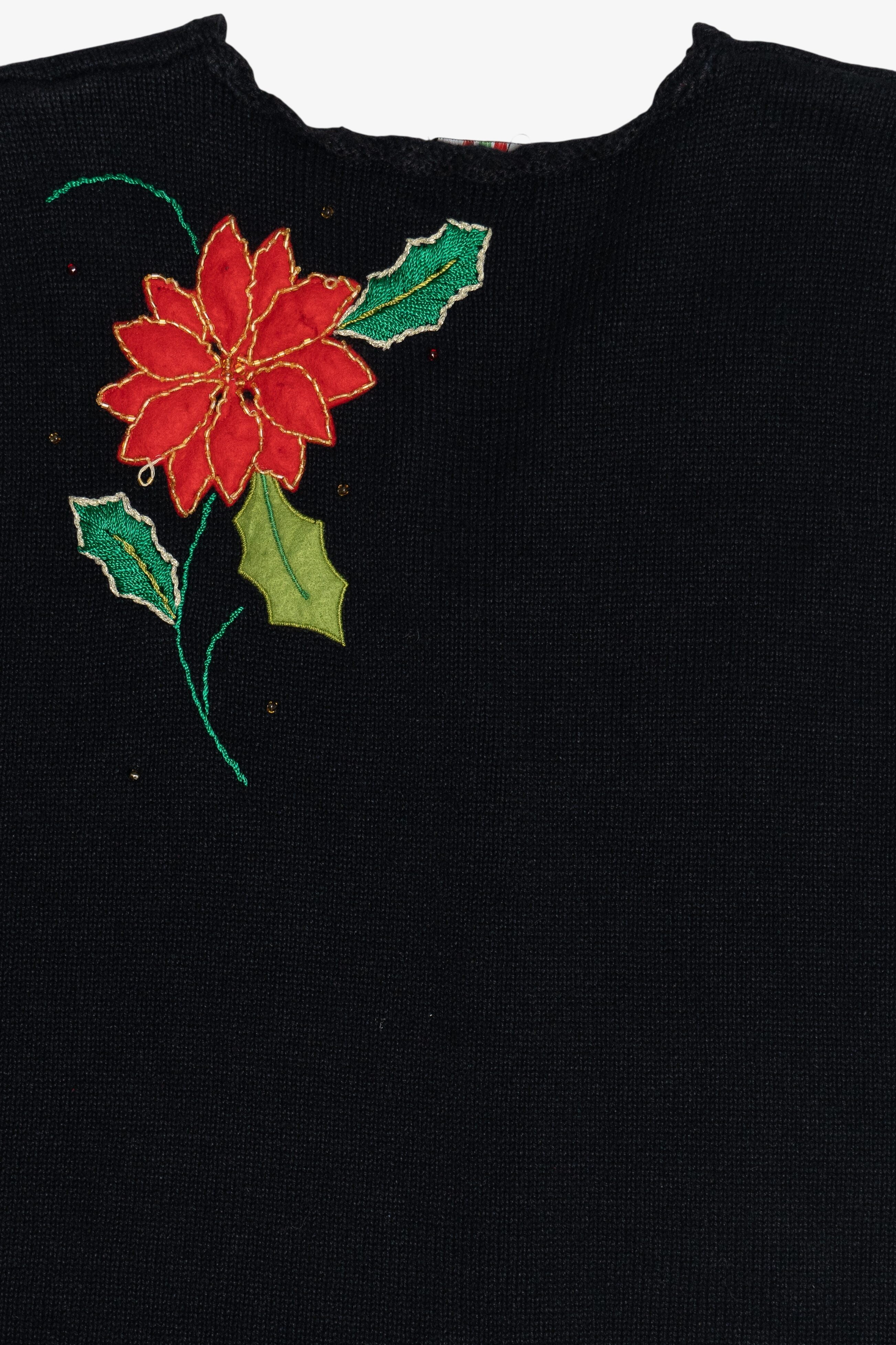 Vintage Designers Originals Studio Poinsettias Ugly Christmas Vest (1990s)