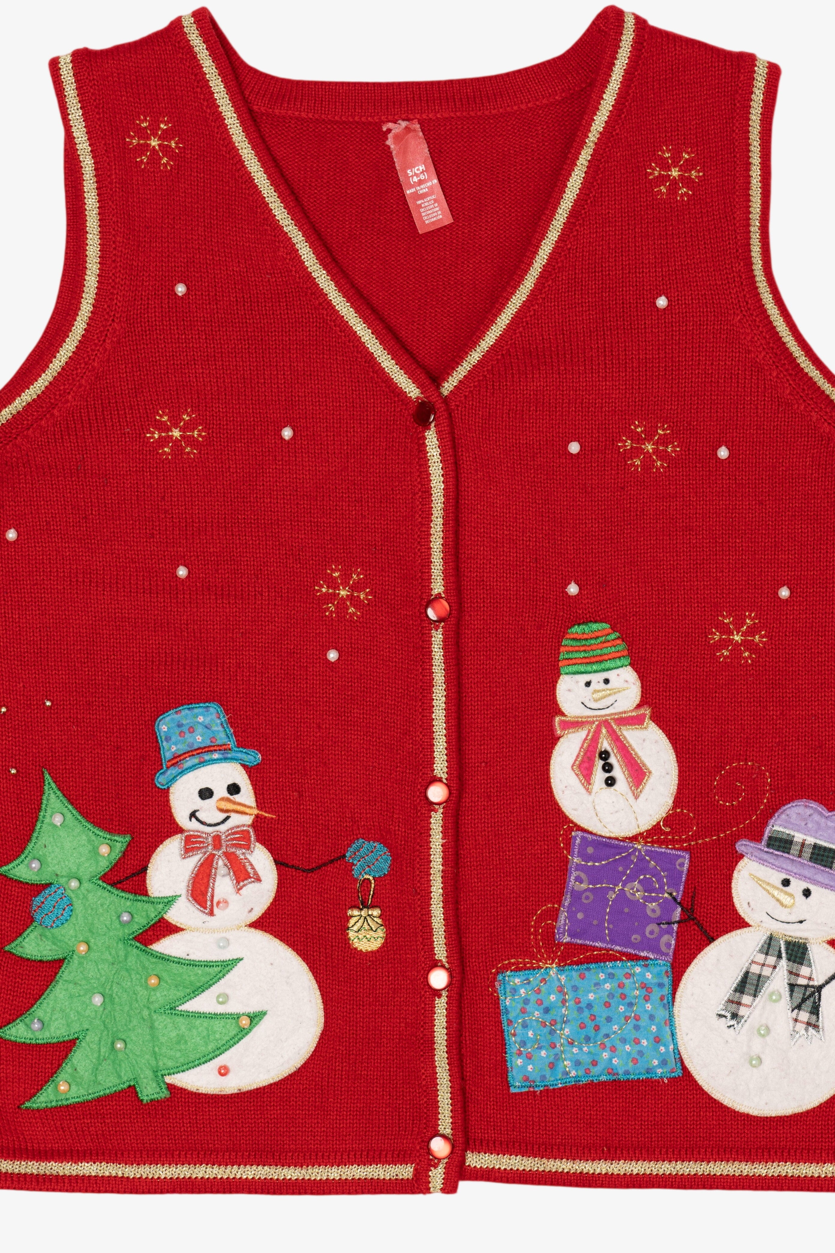 Vintage Red Snowmen Ugly Christmas Vest (2000s)