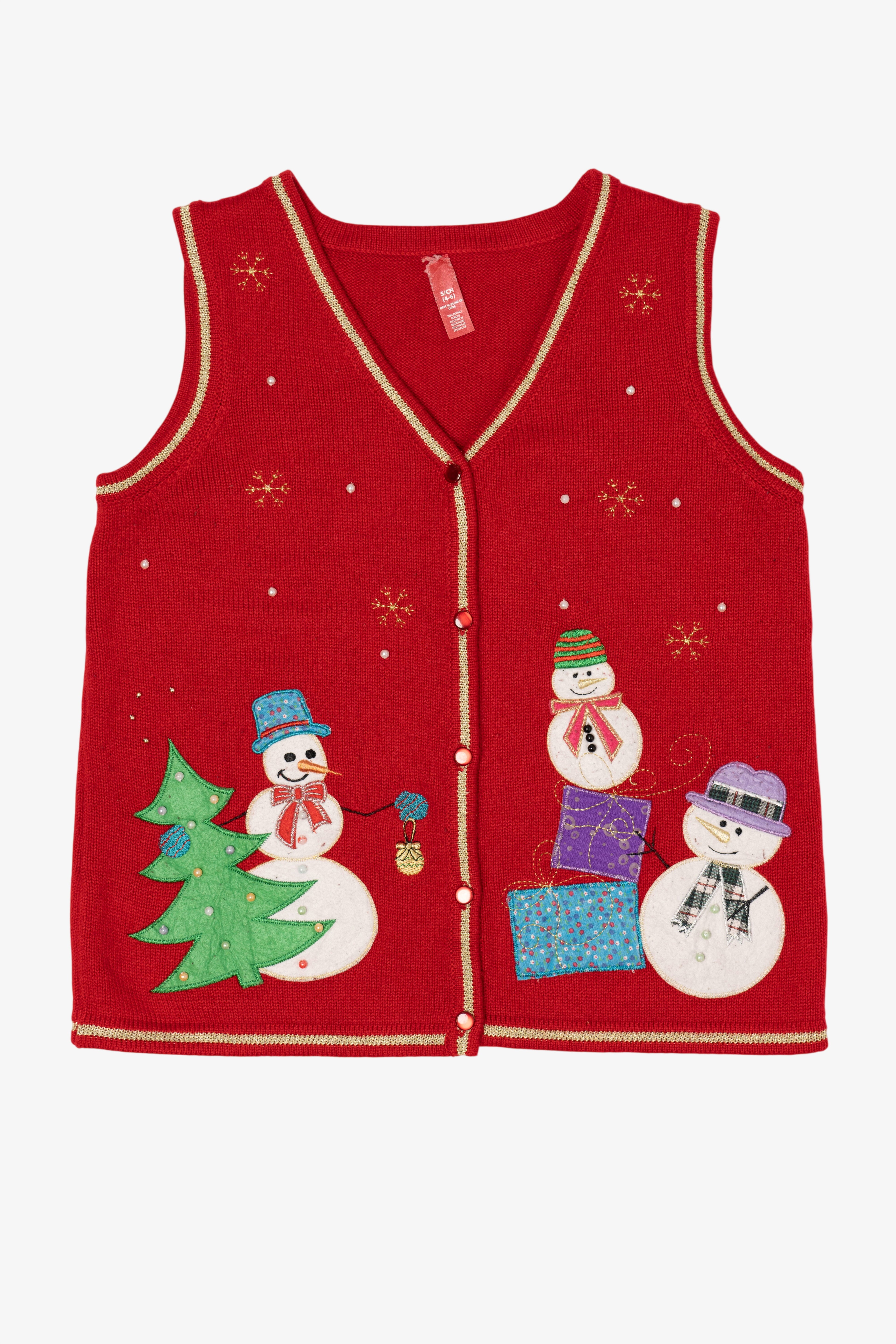 Vintage Red Snowmen Ugly Christmas Vest (2000s)