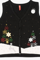 Vintage Black Snowy Night Ugly Christmas Vest (2000s)
