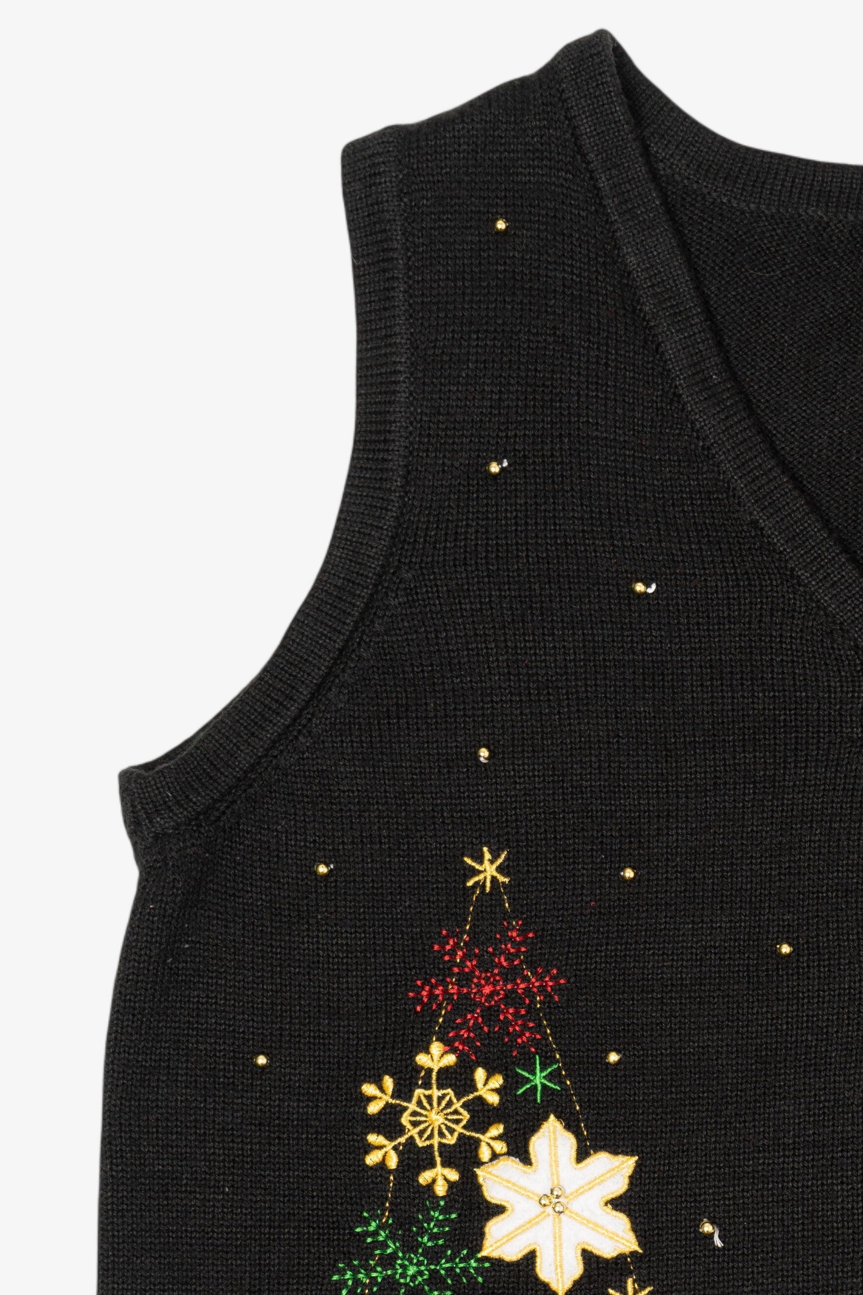 Vintage Black Snowy Night Ugly Christmas Vest (2000s)