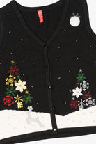 Vintage Black Snowy Night Ugly Christmas Vest (2000s)