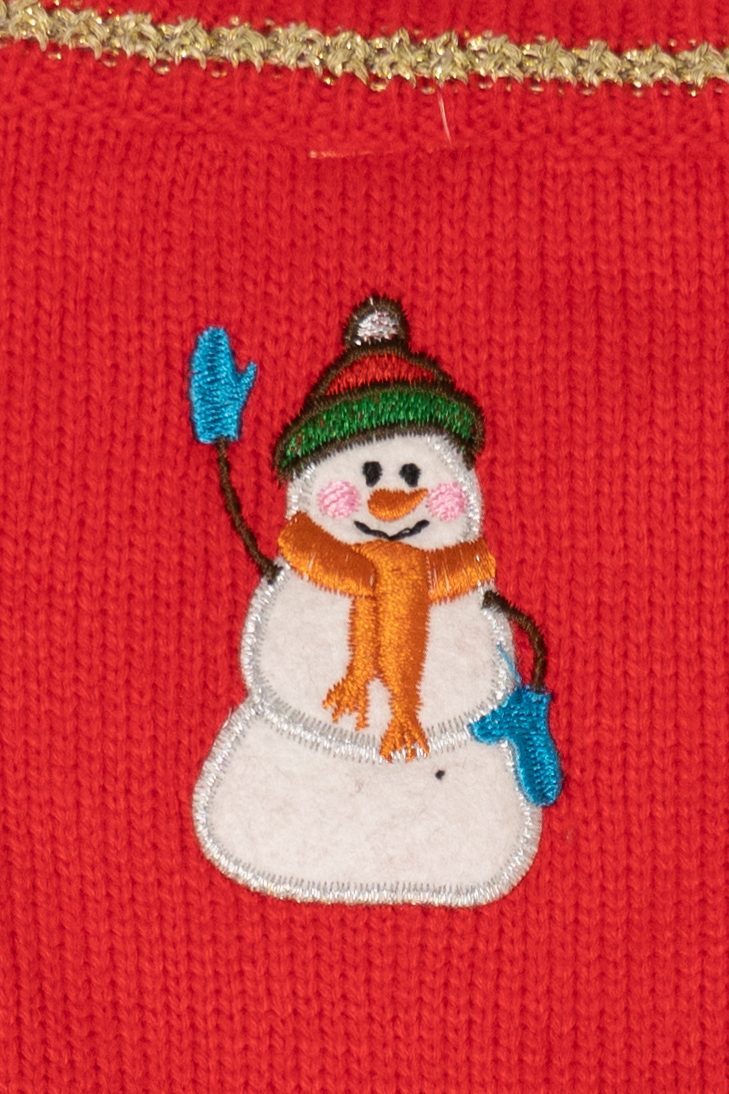 Vintage Red  Snowmen Placing Lights Ugly Christmas Vest (2000s)