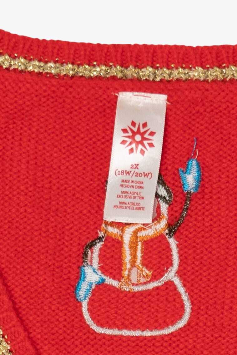 Vintage Red  Snowmen Placing Lights Ugly Christmas Vest (2000s)