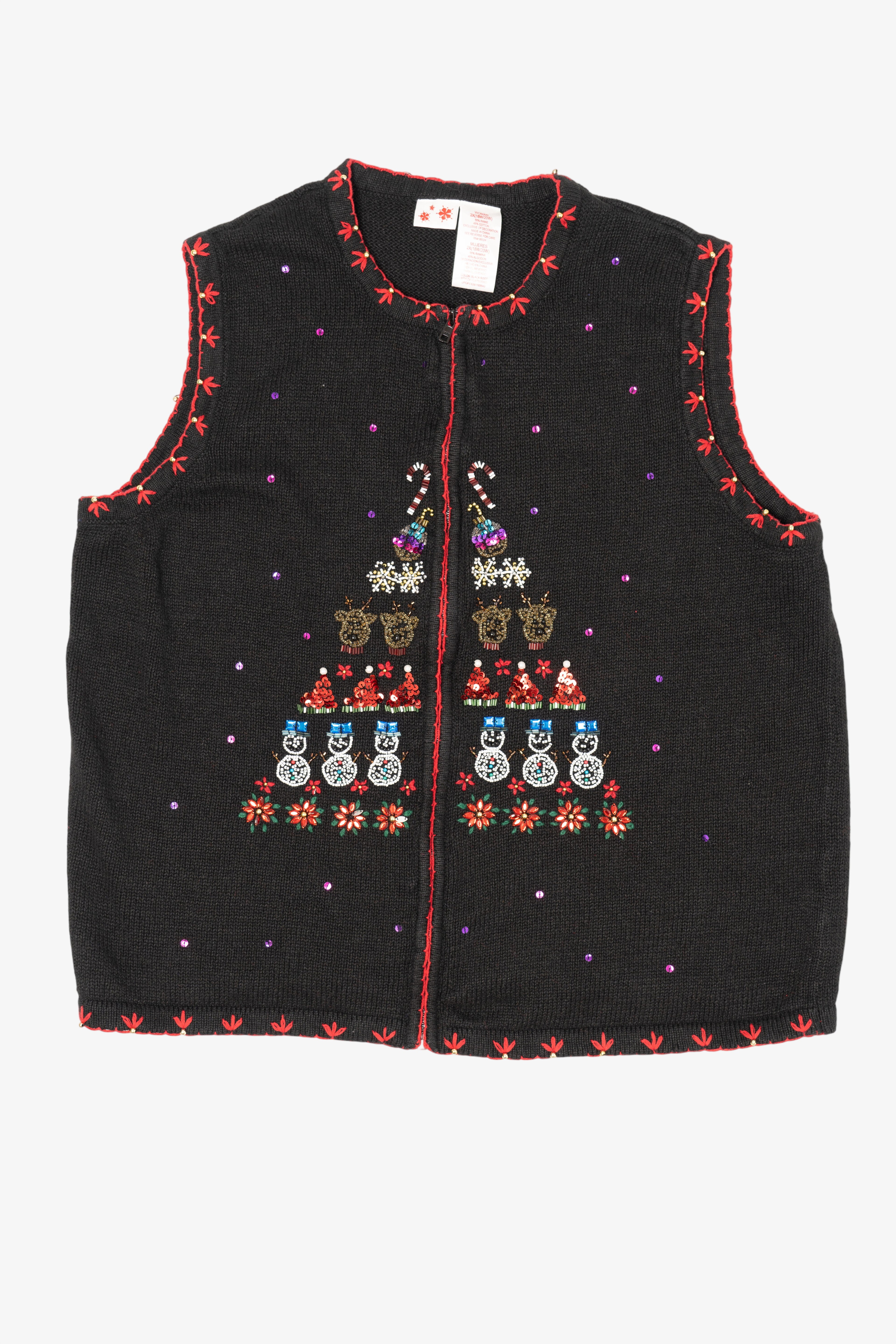 Vintage Black Beaded Ugly Christmas Vest (2000s)