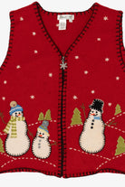 Vintage Red Coldwater Creek Snowmen Ugly Christmas Vest (2000s)