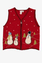 Vintage Red Coldwater Creek Snowmen Ugly Christmas Vest (2000s)