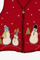 Vintage Red Coldwater Creek Snowmen Ugly Christmas Vest (2000s)