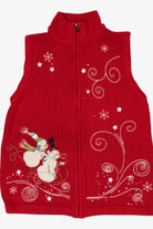 Red Christopher & Banks Snowmen Ugly Christmas Vest (2010s)