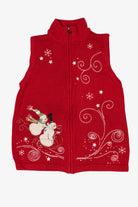 Red Christopher & Banks Snowmen Ugly Christmas Vest (2010s)