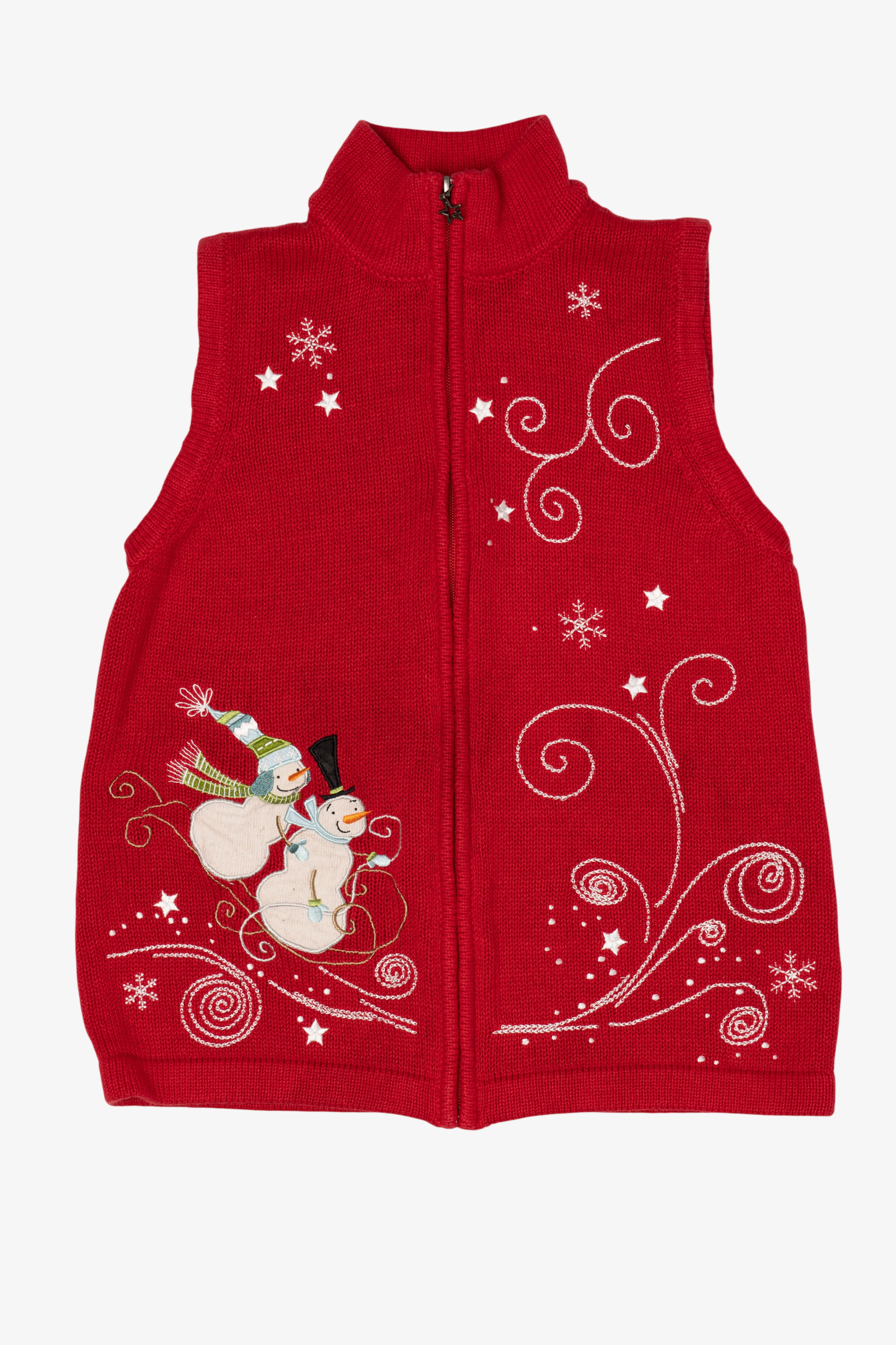 Red Christopher & Banks Snowmen Ugly Christmas Vest (2010s)