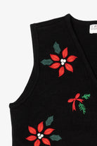 Vintage Black Croft & Barrow Poinsettias Ugly Christmas Vest (2000s)