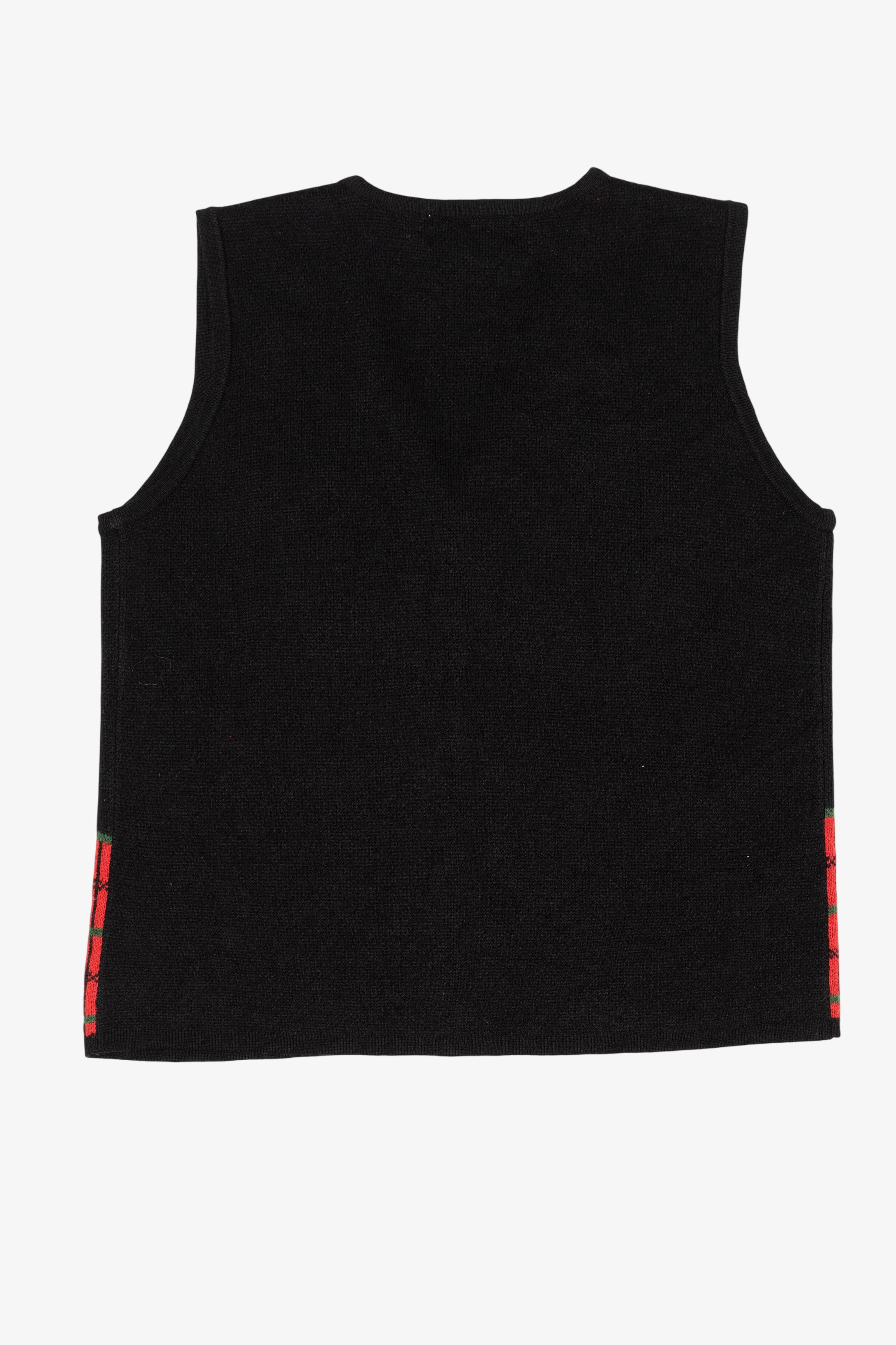 Vintage Black Croft & Barrow Poinsettias Ugly Christmas Vest (2000s)