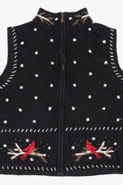 Vintage Hand Embroidered Cardinals In Snow Ugly Christmas Vest (1990s)