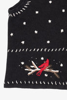 Vintage Hand Embroidered Cardinals In Snow Ugly Christmas Vest (1990s)