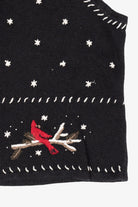 Vintage Hand Embroidered Cardinals In Snow Ugly Christmas Vest (1990s)
