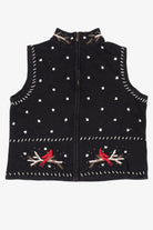 Vintage Hand Embroidered Cardinals In Snow Ugly Christmas Vest (1990s)