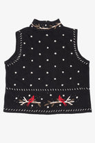 Vintage Hand Embroidered Cardinals In Snow Ugly Christmas Vest (1990s)