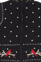 Vintage Hand Embroidered Cardinals In Snow Ugly Christmas Vest (1990s)