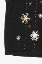 Vintage Black Kim Rogers Snowflakes Ugly Christmas Vest (1990s)