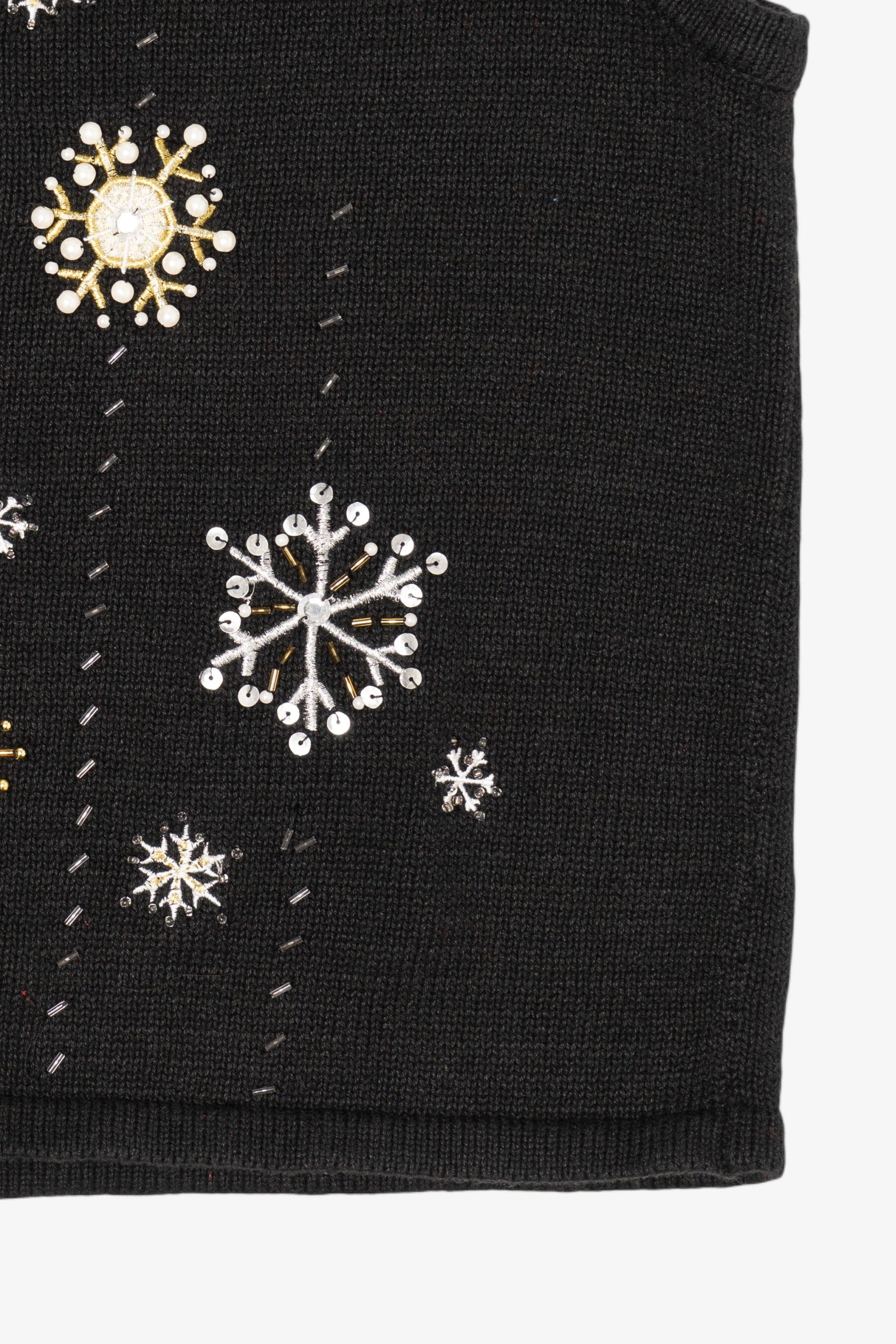 Vintage Black Kim Rogers Snowflakes Ugly Christmas Vest (1990s)