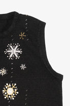 Vintage Black Kim Rogers Snowflakes Ugly Christmas Vest (1990s)