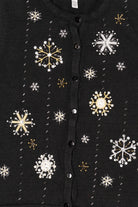 Vintage Black Kim Rogers Snowflakes Ugly Christmas Vest (1990s)