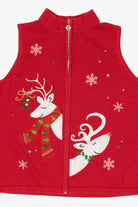 Vintage Red Nouveaux Reindeer Ugly Christmas Vest (2000s)