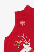 Vintage Red Nouveaux Reindeer Ugly Christmas Vest (2000s)