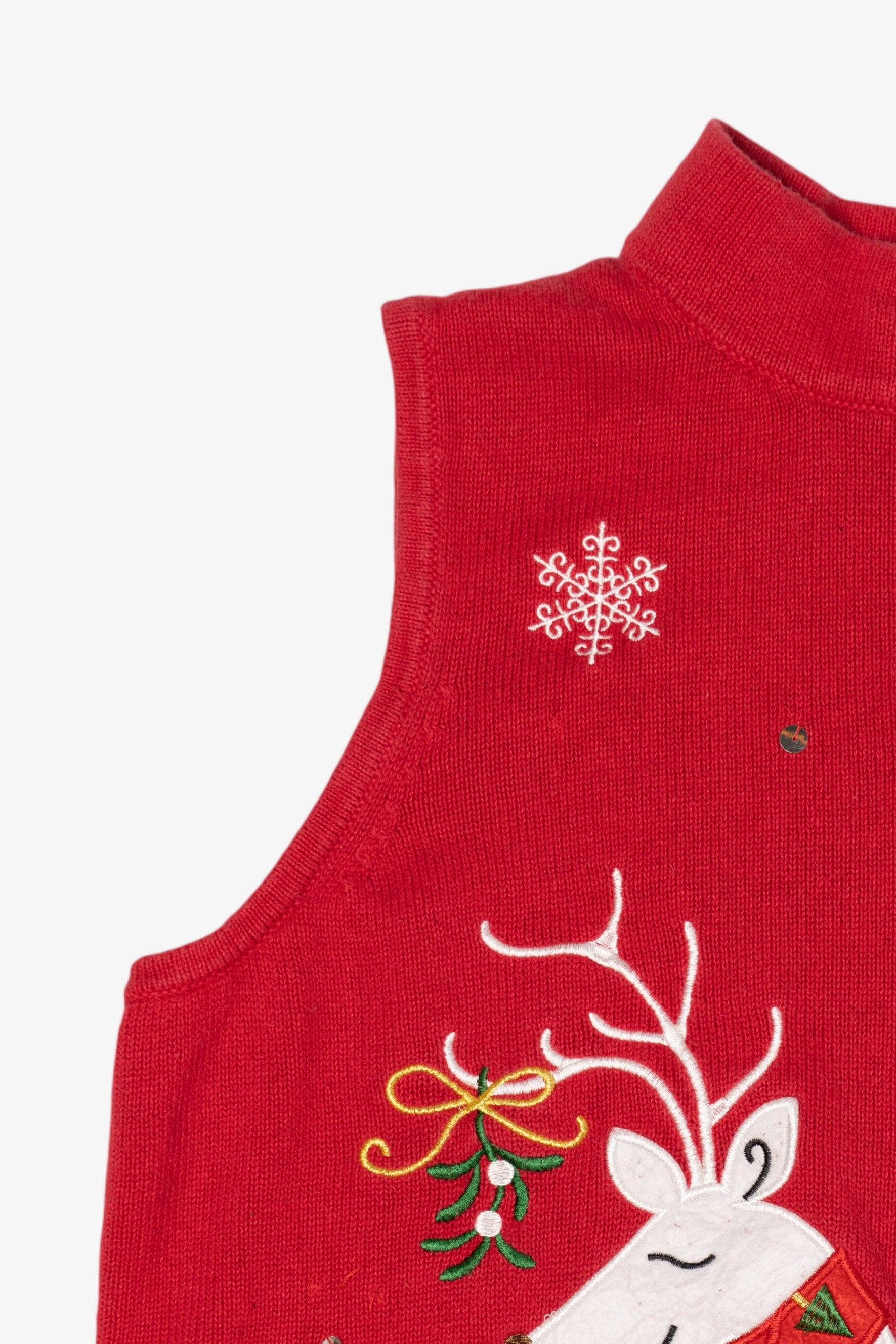 Vintage Red Nouveaux Reindeer Ugly Christmas Vest (2000s)