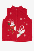 Vintage Red Nouveaux Reindeer Ugly Christmas Vest (2000s)