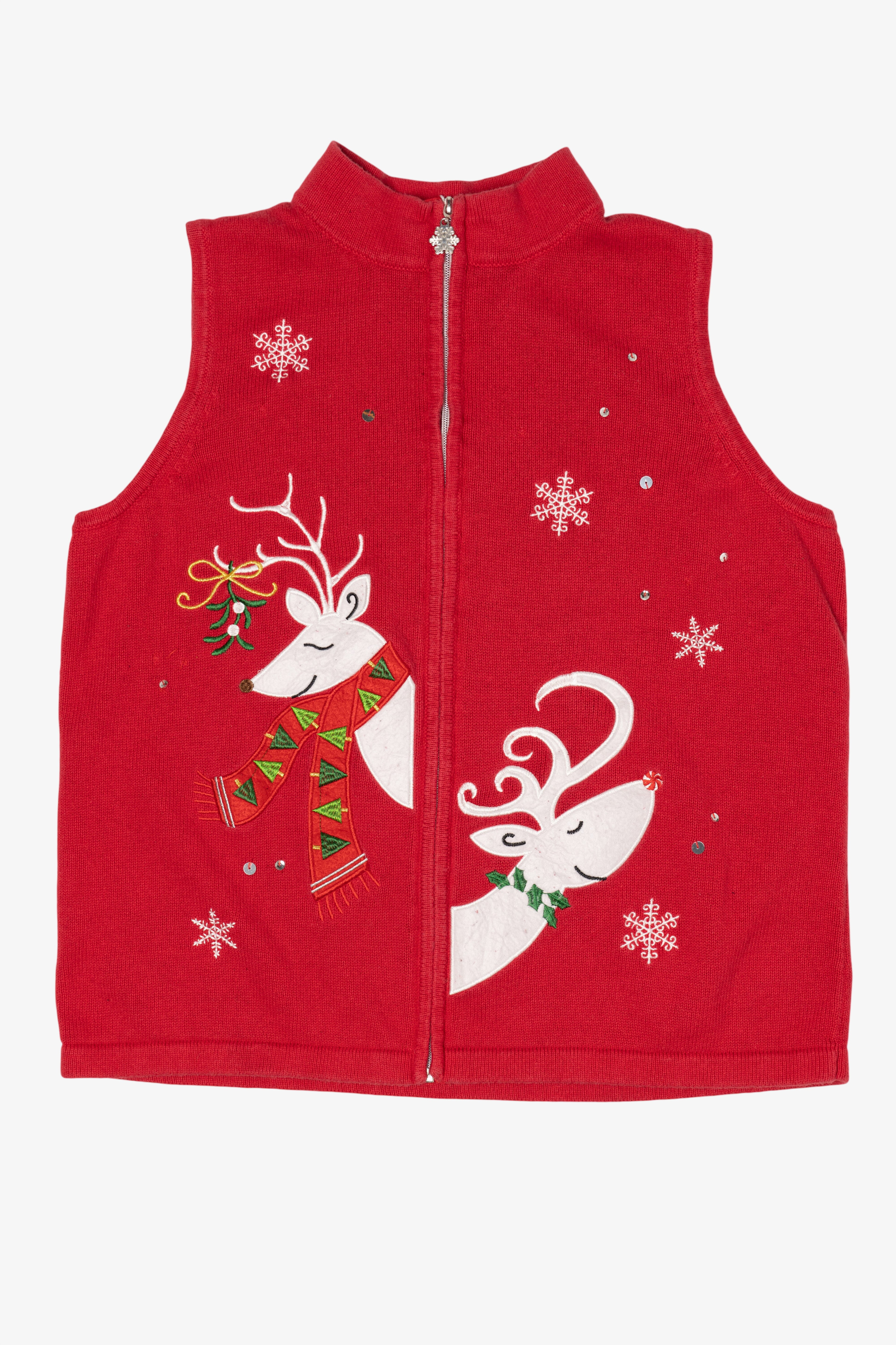 Vintage Red Nouveaux Reindeer Ugly Christmas Vest (2000s)