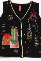 Vintage Black Ornaments And Presents Ugly Christmas Vest (2000s)