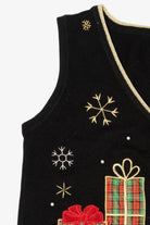 Vintage Black Ornaments And Presents Ugly Christmas Vest (2000s)