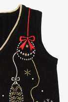 Vintage Black Ornaments And Presents Ugly Christmas Vest (2000s)