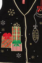 Vintage Black Ornaments And Presents Ugly Christmas Vest (2000s)