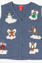 Vintage Blue Merry & Bright Angels Ugly Christmas Vest (2000s)