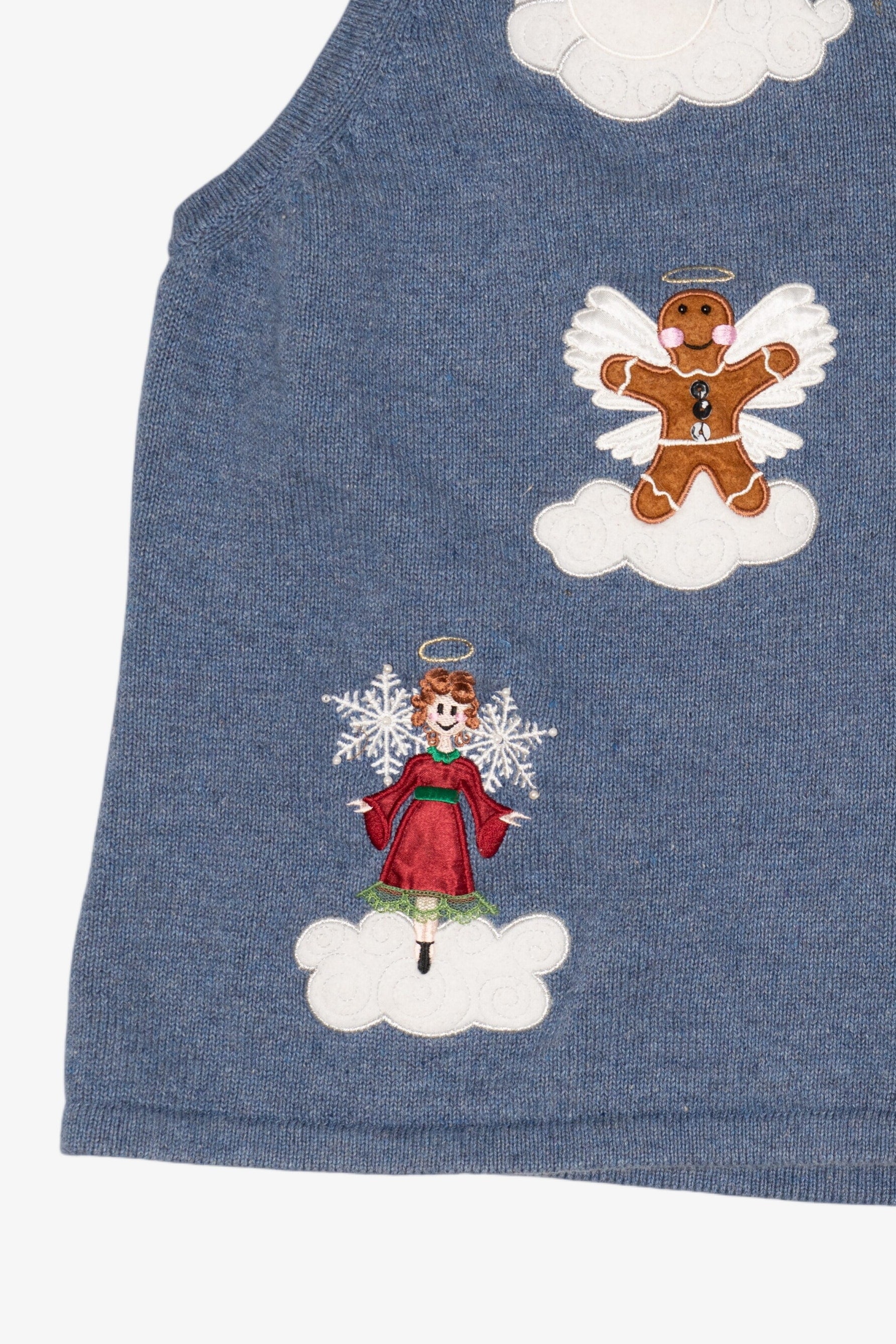 Vintage Blue Merry & Bright Angels Ugly Christmas Vest (2000s)