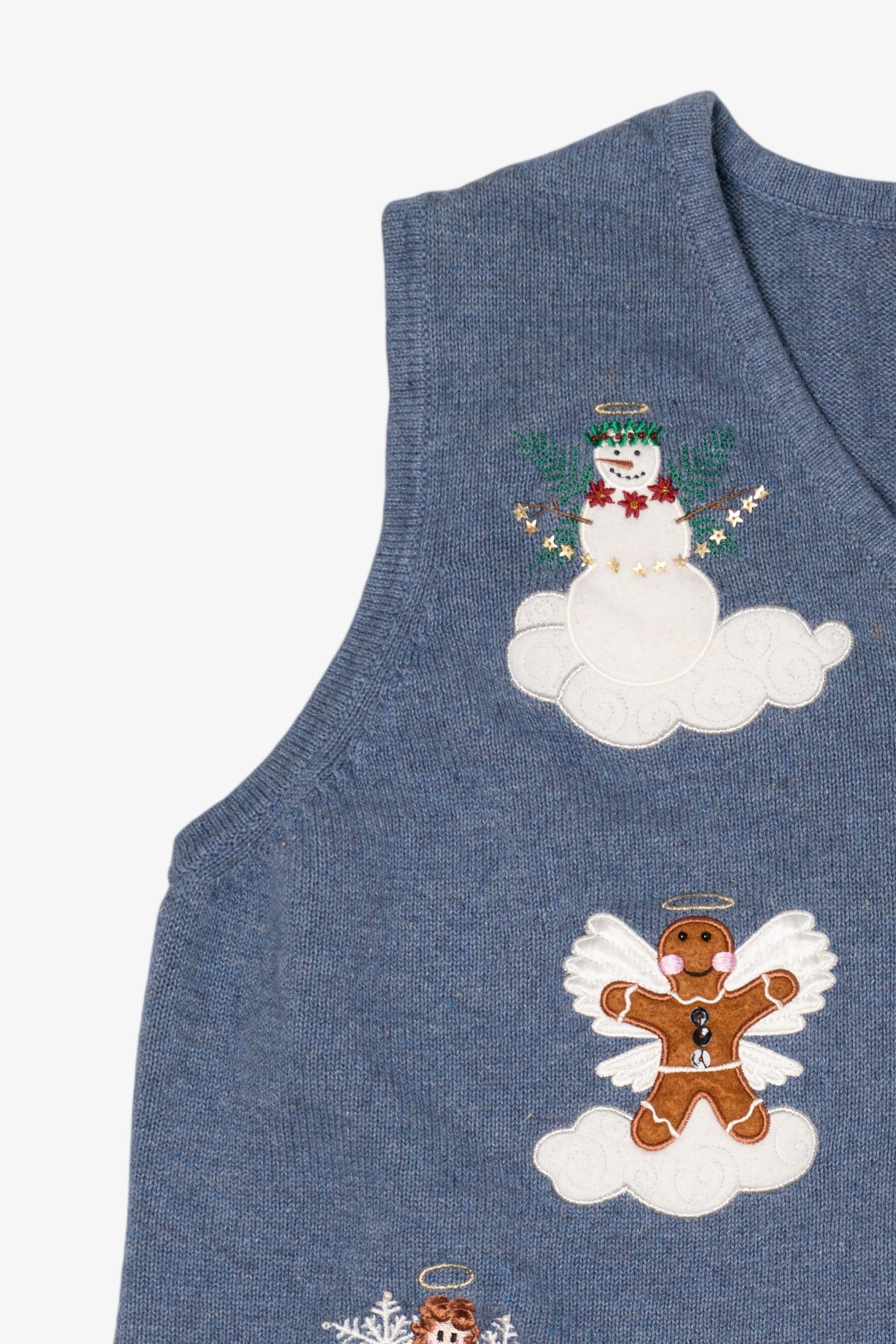 Vintage Blue Merry & Bright Angels Ugly Christmas Vest (2000s)