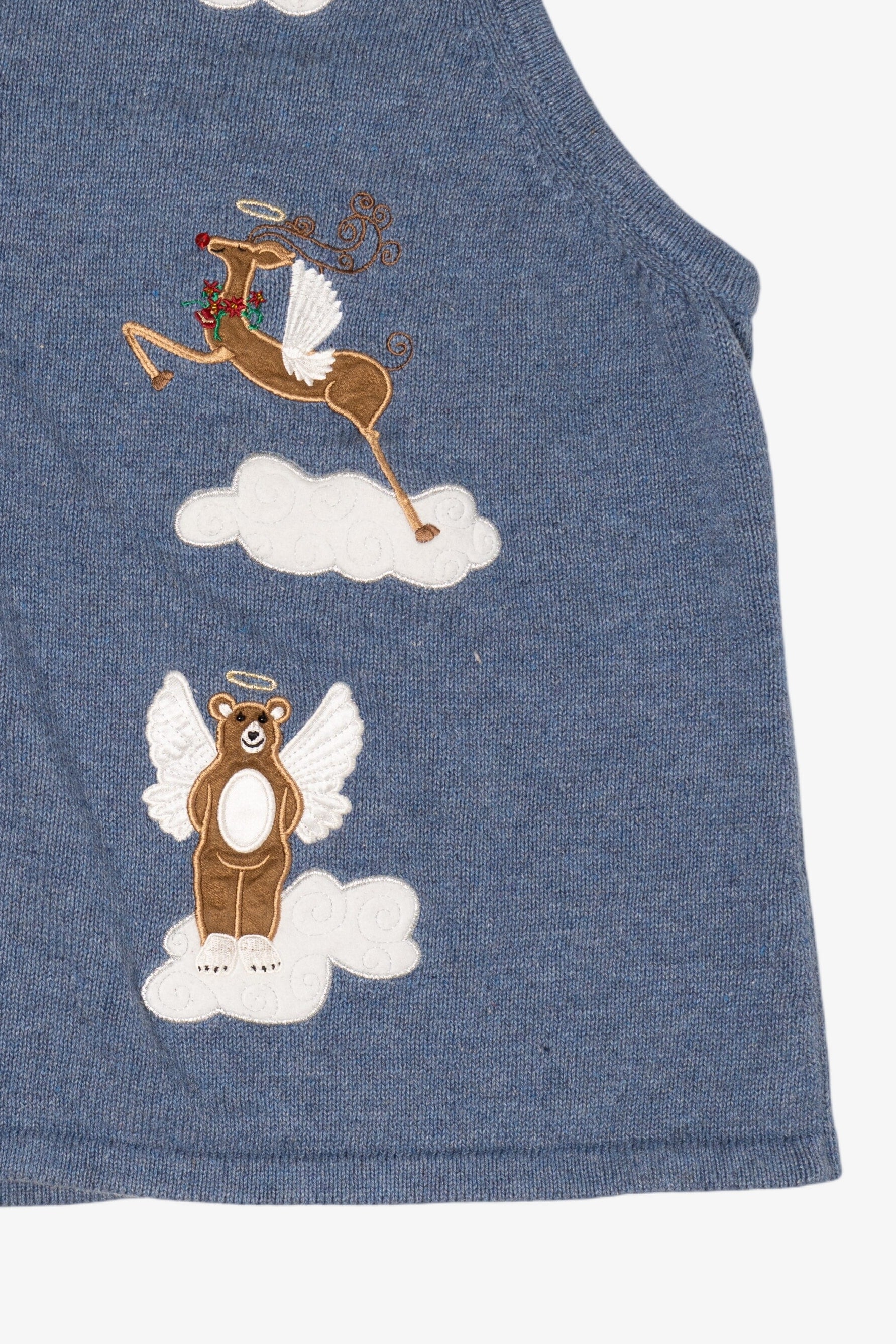 Vintage Blue Merry & Bright Angels Ugly Christmas Vest (2000s)