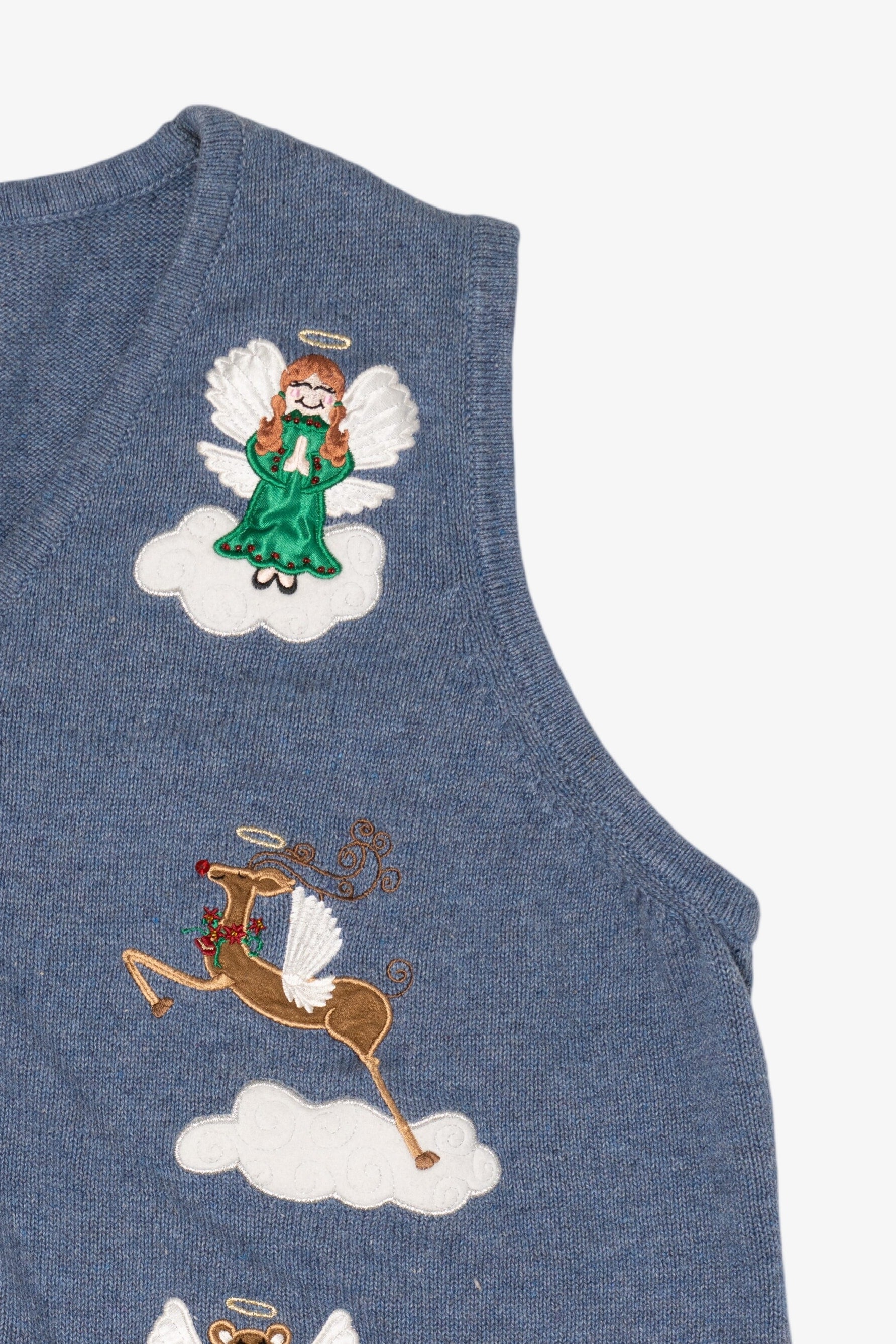 Vintage Blue Merry & Bright Angels Ugly Christmas Vest (2000s)
