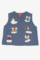 Vintage Blue Merry & Bright Angels Ugly Christmas Vest (2000s)