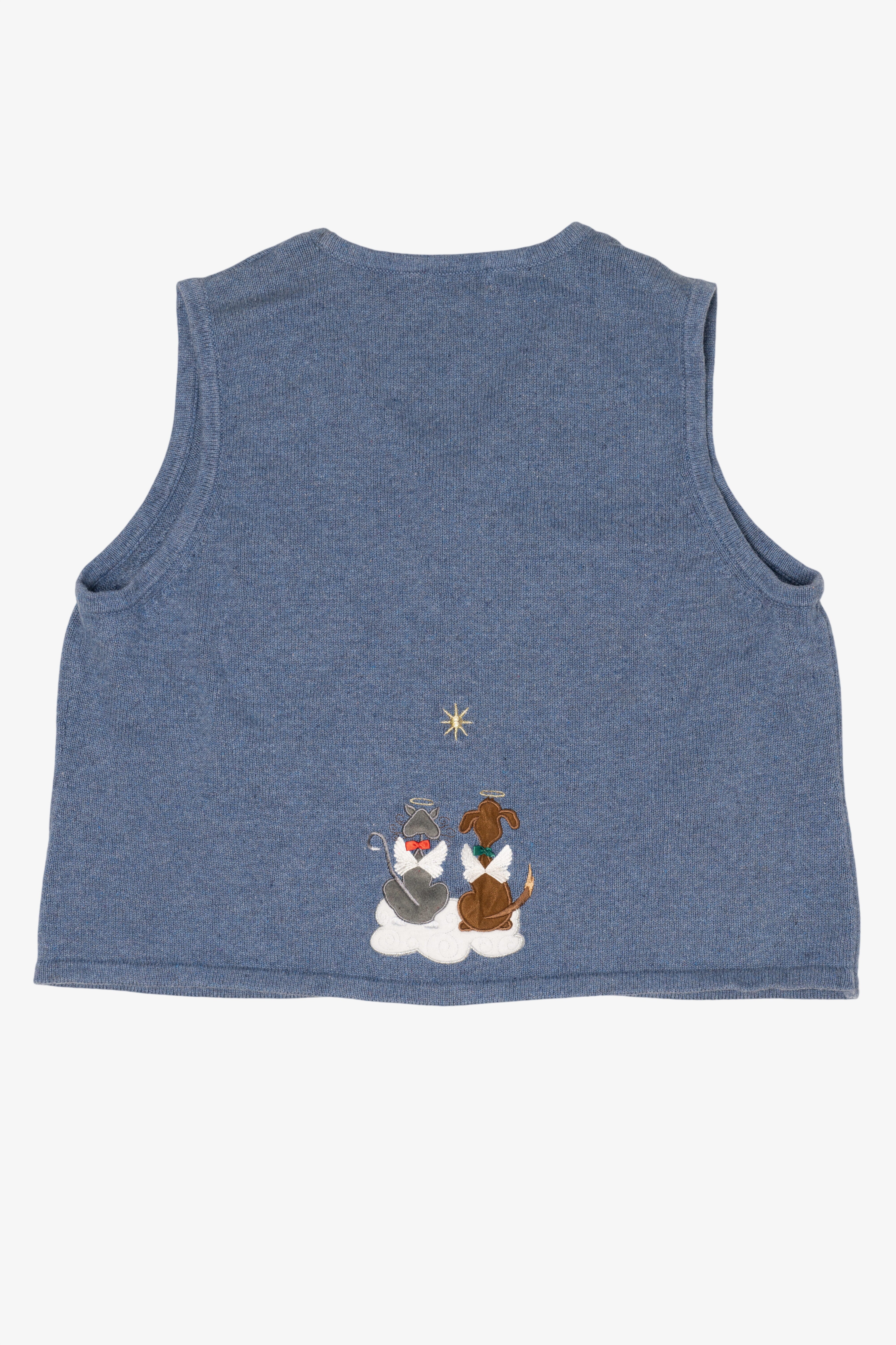 Vintage Blue Merry & Bright Angels Ugly Christmas Vest (2000s)